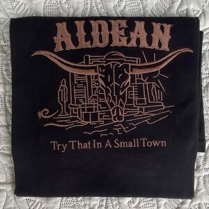Black Aldean Crewneck Tee Shirt Embroidered on Gildan Heavy Cotton Sz 2XL